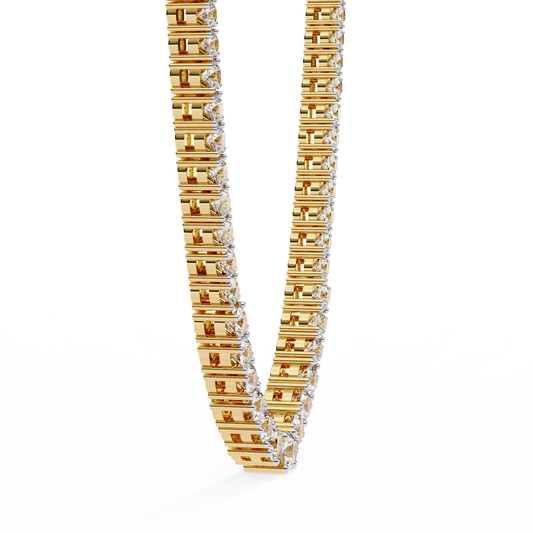 Round Cut Tennis V Necklace - view 4