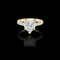 3.00 CT Romantic Heart Shaped Moissanite Diamond Ring in Gold with Brilliant Pave Band For Her