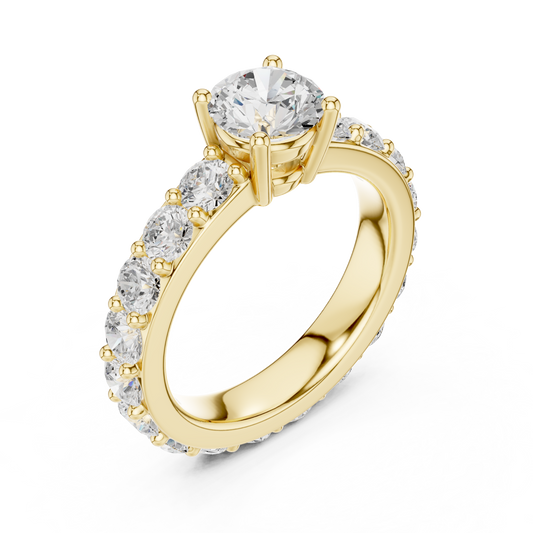 Pave Round Cut Solitaire Moissanite Wedding Ring For Women - view 4