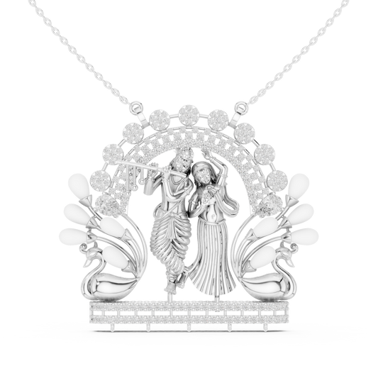 Divine Radha Krishna Peacock Frame Pendant - view 3
