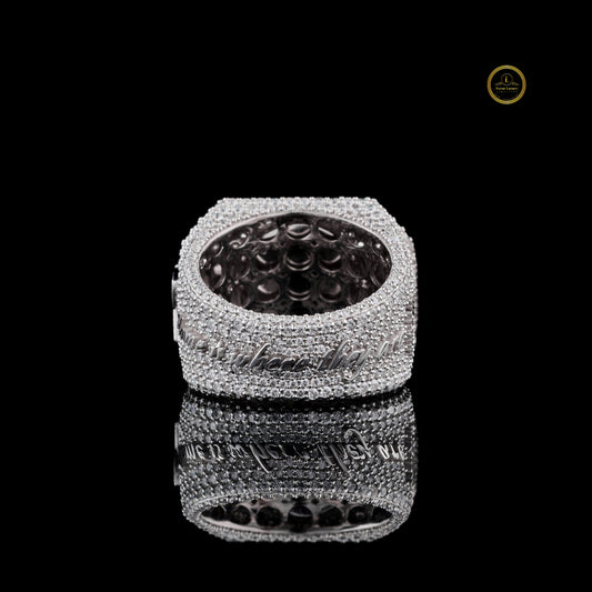 Custom Iced Out Lab Grown Diamond Signet Statement Ring - view 4