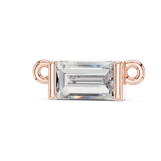 0.31 TCW Classic Sleek Gold Connector Bar Moissanite Pendant with Horizontally Set Baguette Cut Diamond