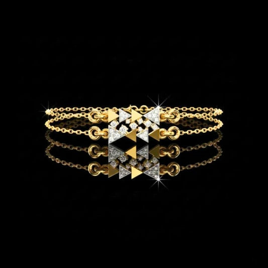 Round Cut Lab Grown Diamond Adjustable Double Chain Bracelet