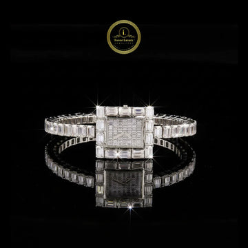 Full Baguette Diamond Square Watch with Invisible-Set Dial & Link Band