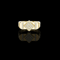 0.35 TCW Iconic Round Lab Grown Diamond Square Cluster with Side Pave Accents Geometric Openwork Statement Ring