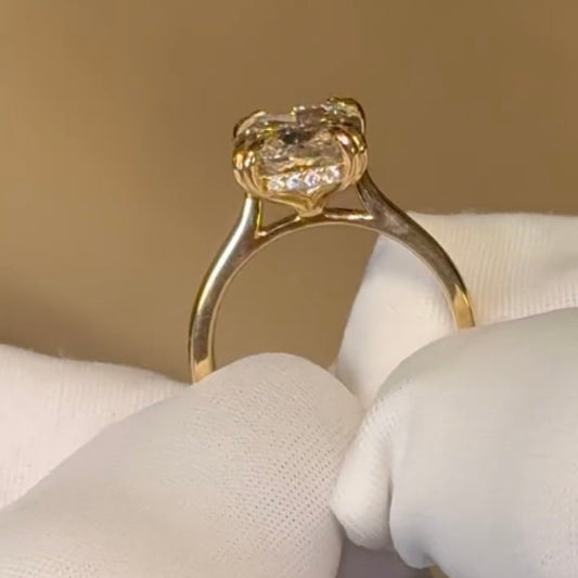 Hidden Halo Radiant Cut Moissanite Solitaire Engagement Ring - view 3