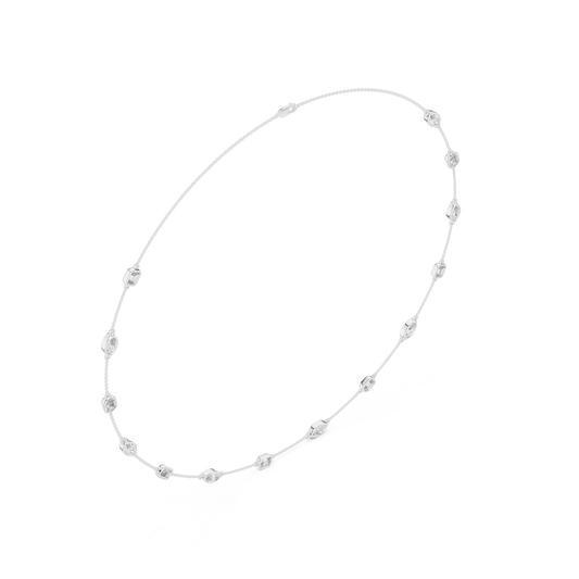 1.40 CT Charming Moissanite Mixed Cut Diamond Station Necklace Modern Minimalism with Sparkle