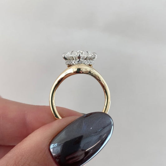 Oval Lab Diamond Solitaire Ring With Cathedral Band - view 4