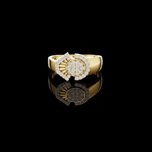 0.53 TCW Dazzling Round Lab Grown Diamond Pave Cluster Center with Geometric Split Design Statement Ring