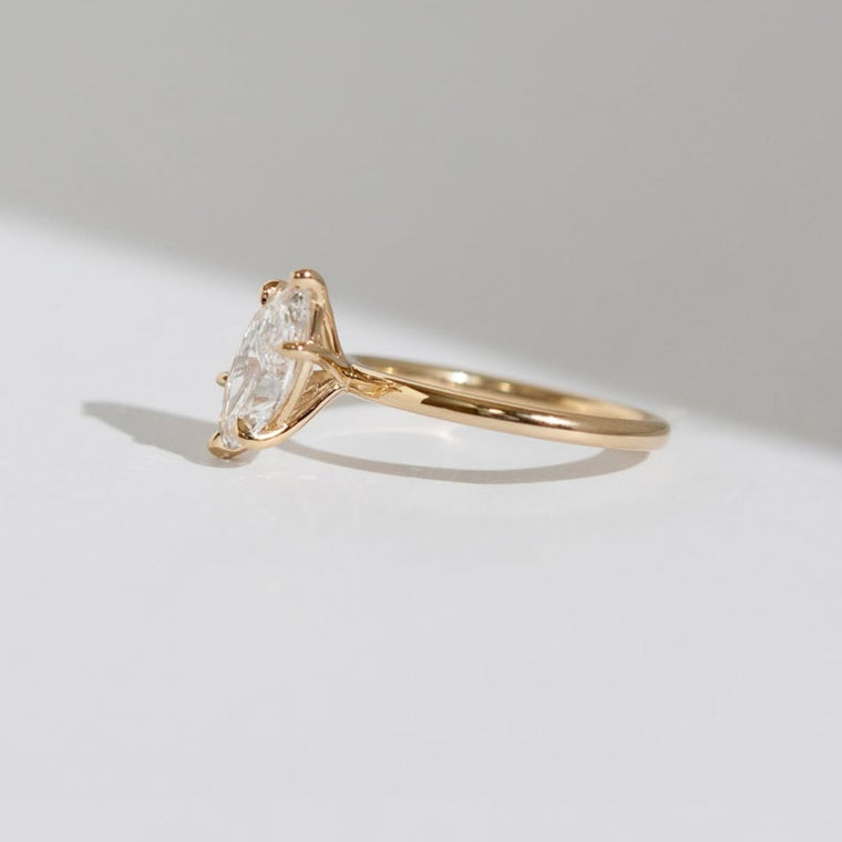 Marquise Lab Diamond Engagement Ring With Six Prong - view 2