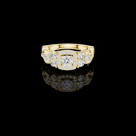 1.00 CT Imperial Glow Round Halo Lab Grown Diamond Ring with Triple-Brilliance Accents
