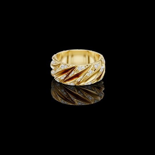 0.63 TCW Dynasty Sculpted Band with Pavé Round Cut Moissanite Diamond Detailing