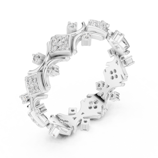Crown Inspired Round Lab Grown Diamond Geometric Eternity Band Ring - view 3
