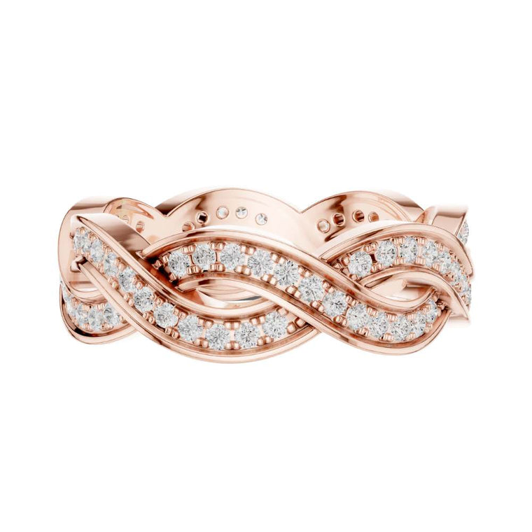 Round Lab Diamond Infinity Twist Pave Engagement Band Ring - view 2