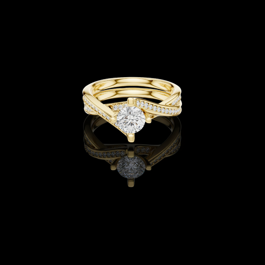 0.65 CT Infinity Embrace Round Cut Lab Grown Diamond Ring with Crisscross Pavé Band