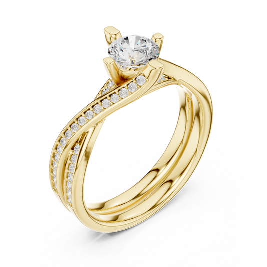 0.65 CT Infinity Embrace Round Cut Lab Grown Diamond Ring with Crisscross Pavé Band