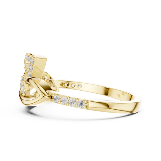 Leaf Vine Lab Minimalist Wedding Ring With Pave Band - view 4