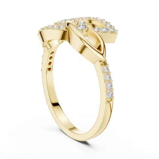 Leaf Vine Lab Minimalist Wedding Ring With Pave Band - view 3