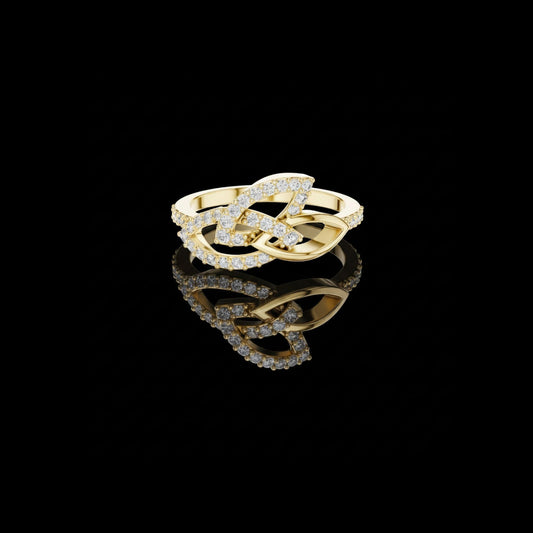 0.50 TCW Blooming Moissanite Round Cut Interwoven Infinity Diamond Ring with Pavé Brilliance