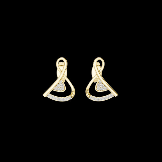 0.13 TCW Modern Gold Infinity Loop Moissanite Round Diamond Stud Earrings with Curved Pave Arc