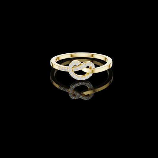 0.11 TCW Luxurious Infinity Knot Statement Moissanite Round Cut Diamond Ring for Women