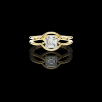 1.00 TCW Unique Asscher Cut Moissanite Diamond Ring Featuring an Infinity Twist Gold Band