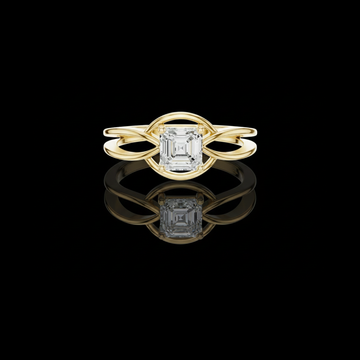 1.00 TCW Unique Asscher Cut Moissanite Diamond Ring Featuring an Infinity Twist Gold Band