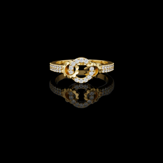 0.40 TCW Eternal Harmony Moissanite Diamond Ring with Interlinked Motifs in Radiant Luxury