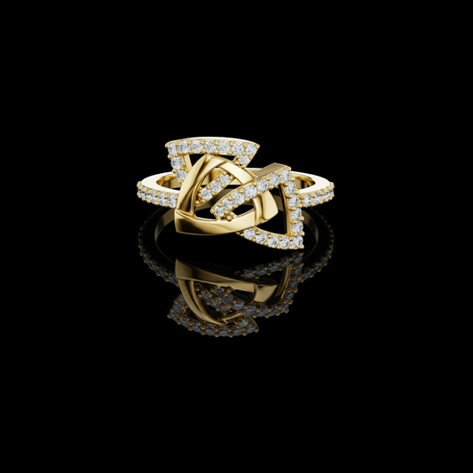 0.36 TCW Interlock Geometric Ring with Pavé Moissanite Diamonds A Bold Expression of Structure