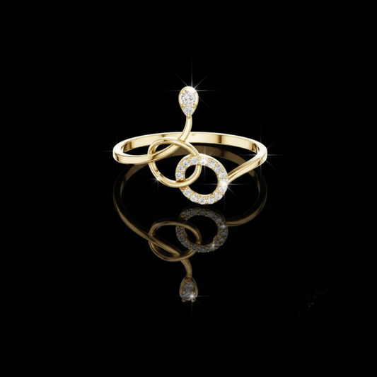 0.10 CT Infinity Loop Ring with Round Cut Pavé Moissanite Diamond Accents Artistic Design