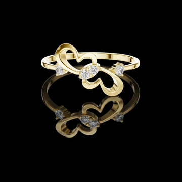0.27 TCW Double Linked Heart Ring with Sparkling Round Lab Grown Diamonds Romantic Minimalist Jewelry