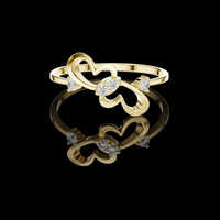 0.27 TCW Double Linked Heart Ring with Sparkling Round Moissanite Diamonds Romantic Minimalist Jewelry