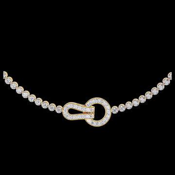 6.42 TCW Luxurious Round Cut Lab Grown Tennis Necklace with Sparkling Pave Interlocking Loop Centerpiece