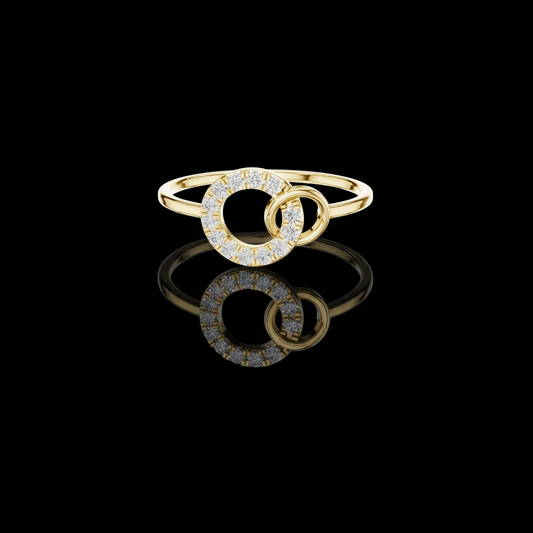 0.30 TCW Luxury Interlocking Circle Moissanite Diamond Ring with Pave Set Halo Design