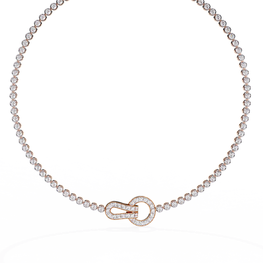 Pave Buckle Clasp Round Tennis Necklace - view 3