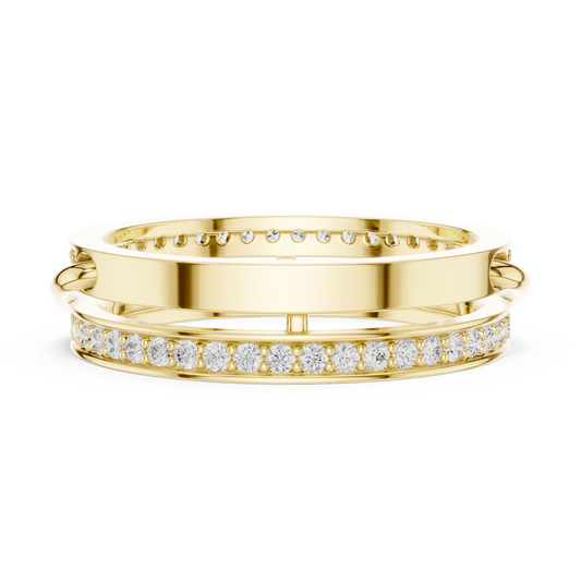 Round Cut Interlocking Multi Band Lab Diamond Statement Ring - view 4