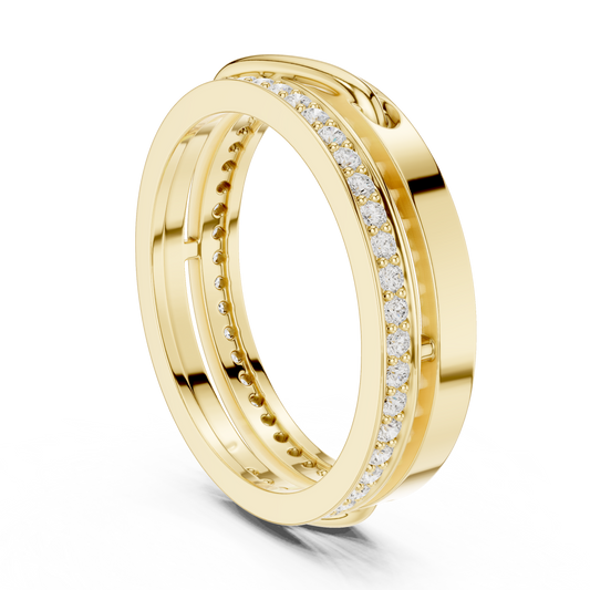 Round Cut Interlocking Multi Band Lab Diamond Statement Ring - view 2