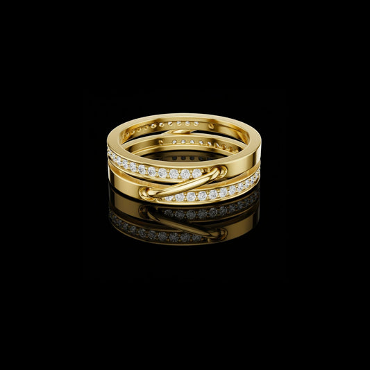 0.42 TCW Modern Interlocking Moissanite Round Cut Statement Band