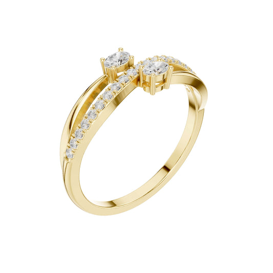 Dual Oval Lab Diamond Crisscross Pave Bypass Ring - view 4
