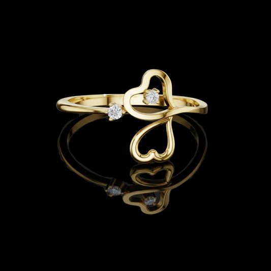 0.10 TCW Intertwined A Dainty Double-Heart Lab Grown Round Diamond Ring Crafted for Love