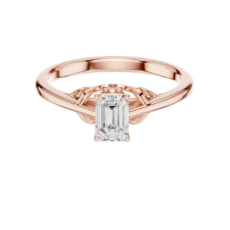 Emerald Cut Moissanite Solitaire Basket Ring - view 2