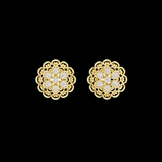 0.13 TCW Royal Bloom Floral Diamond Stud Earrings Finish with Round Moissanite Diamonds