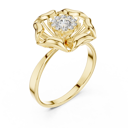 Floral Inspire Open Work Round Lab Grown Diamond Engagement Ring