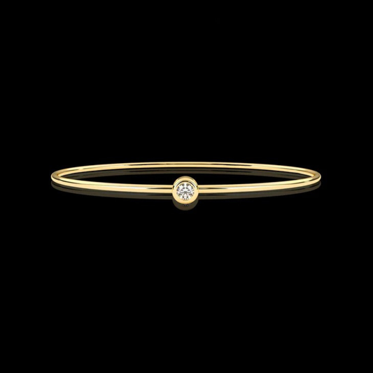 0.10 TCW Ultra Slim Minimalist Moissanite Bracelet with Bezel Set Round Diamond Elegant Everyday Fine Jewelry