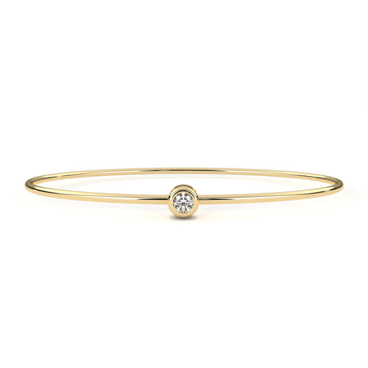 Round Bezel Set Solitaire Bangle Bracelet for Women - view 2