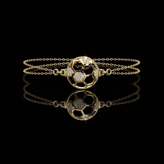 0.20 TCW Luxury Football Inspired Double Chain Bracelet With Moissanite Diamonds