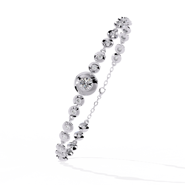 Round Cut Bezel Station Chain Bracelet - view 3