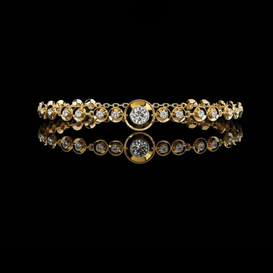 0.20 TCW Radiant Blooming Moissanite Round Cut Diamond Bracelet with Delicate Floral Design