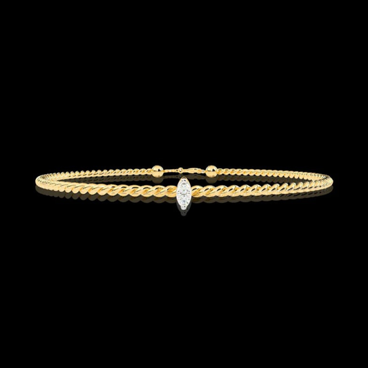 0.21 TCW Minimalist Gold Chain Bracelet Featuring a Sparkling Round Lab Diamond Accent