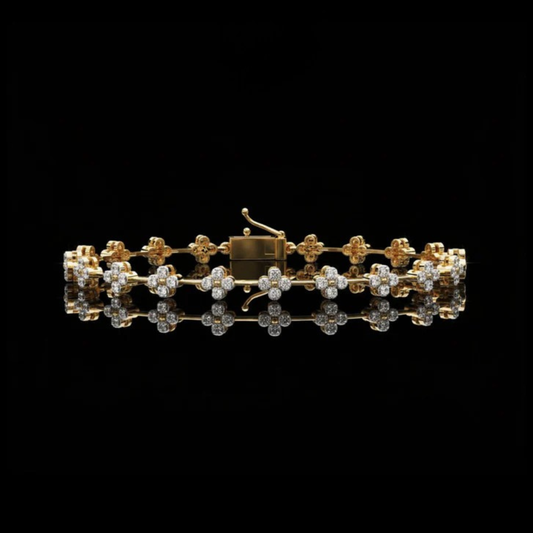 0.23 TCW Floral Lab Grown Diamond Bracelet Featuring Intricately Set Petal Motifs